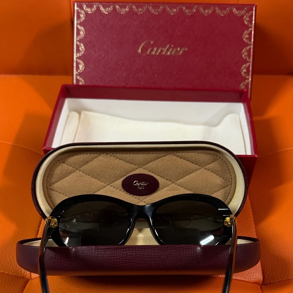 Authentic Cartier Kids Sunglasses - Black Frame with Gold Details - Picture 1 of 10